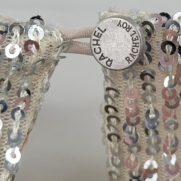 Rachel Roy Silver Sequin Raglan Flutter Sleeve Cape Blouse - Picture 12 of 13